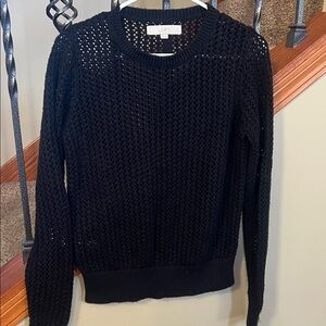 LOFT Women's Black Open-Knit Sweater